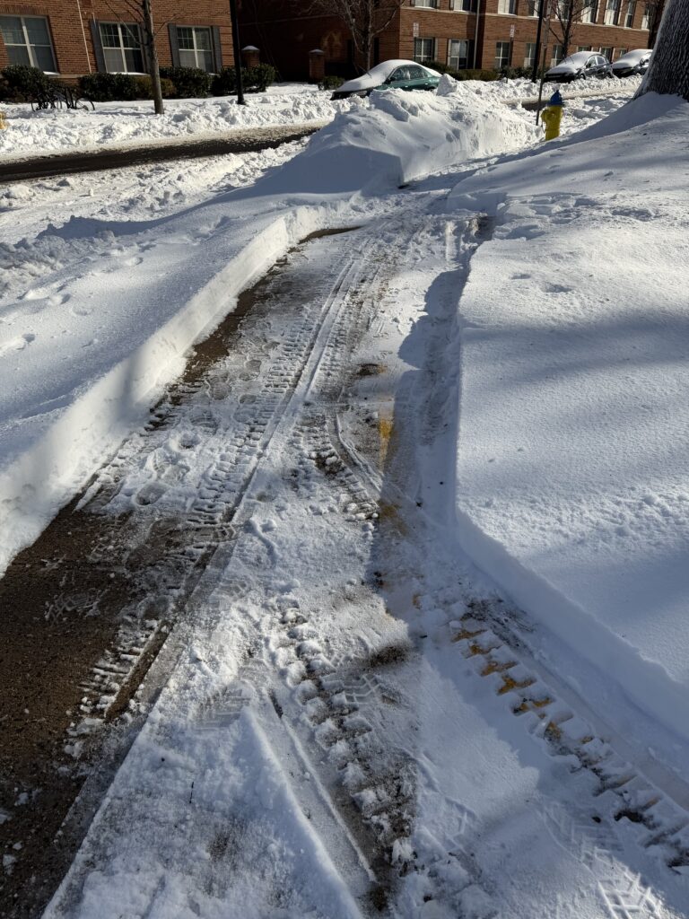 Shoveled path from Barrett school to the neighborhood sidewalk