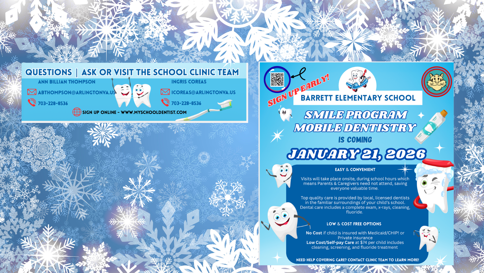 Dental Clinic Flyer Information for January 21, 2025 visit