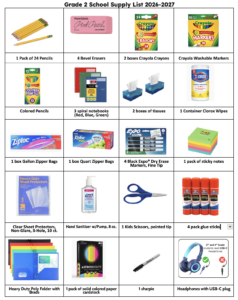Pictures of School Supplies for 2nd Grade