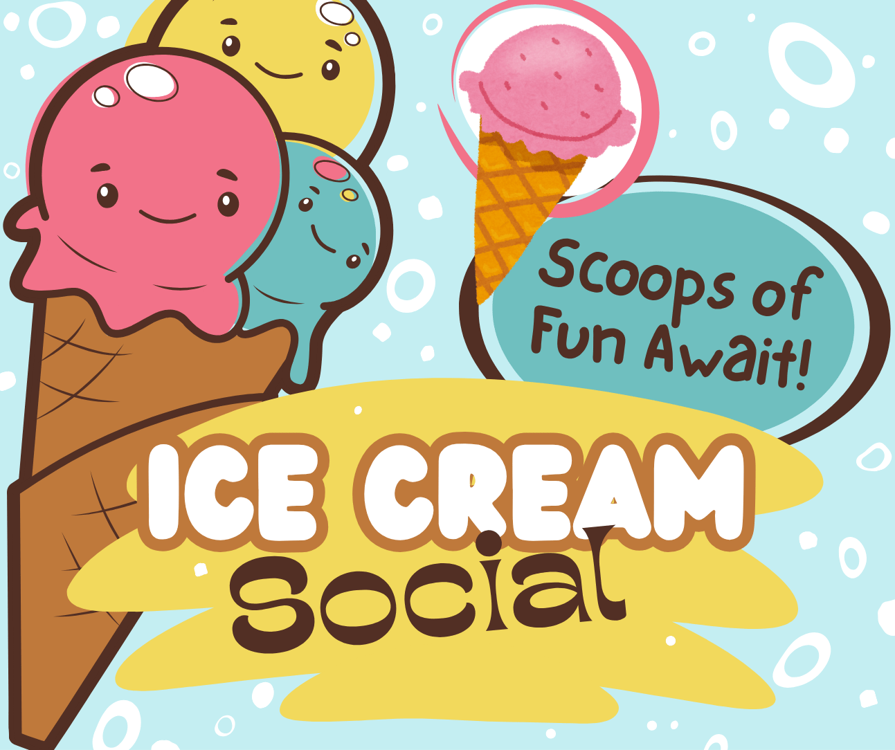 Ice cream cones with smiling faces